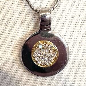 Cookie Lee Necklace Round Circle Pendant 15" - 18" long Vietnam Silver Gold